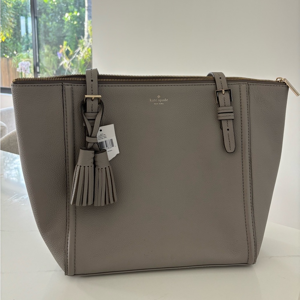 NWT Kate Spade Taupe Leather Tote Bag